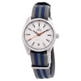 Pre-owned Omega Seamaster Aqua Terra 220.12.41 Mens Automatic Silver Dial Watch - Date Display, Brown Leather Strap & Steel Case