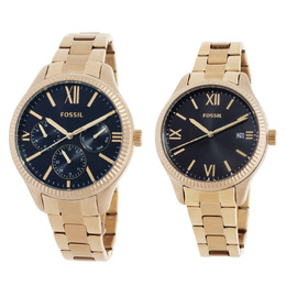Fossil His and Hers Quartz Black Dial Watch Set - bq2829set