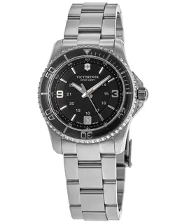 Victorinox Swiss Army Maverick Small Quartz 24 Hour Black Dial Steel Women's Watch