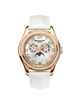 Pre-owned Patek Philippe Complicated Annual Calendar Diamond Mother of Pearl Dial Ladies Watch 4936R