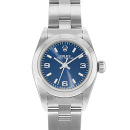 Pre-owned Rolex Oyster Perpetual 24mm Automatic Chronometer Blue Dial Ladies Watch Calibre 2130 Reference 67180 BLSO