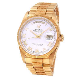 Pre-owned Rolex Day Date 18248 WRP: Yellow Gold Case White Dial Mens Chronometer Automatic Watch