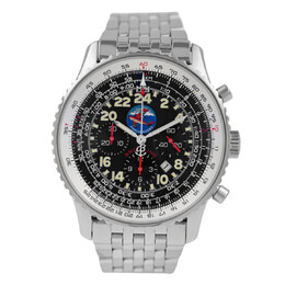 Pre-owned Breitling Navitimer Cosmonaute Porco Rosso Chronograph GMT Automatic Chronometer Black Dial Mens Watch A22322