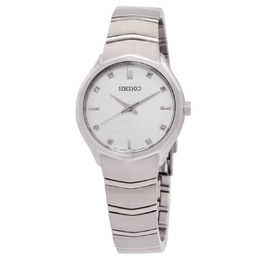 Seiko Classic Analog Quartz Watch, White Dial, 30mm Stainless Steel