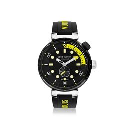 Часы мужские Tambour Street Diver, автоматический, 44 мм, сталь Louis Vuitton, черный qa122a | black