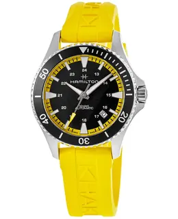 Hamilton Khaki Navy Scuba Auto Black Dial Rubber Strap Men's Watch h82395332