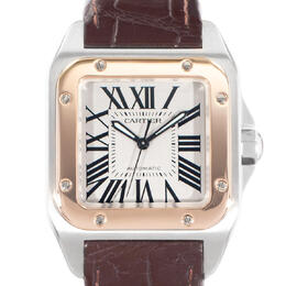 Pre-owned Cartier Santos 100 Mens Automatic White Dial Watch W20077X7