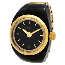 Fossil Watch Ring ES5413 - Ladies' Quartz Analog Black Dial with Gold-Tone Accents