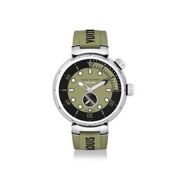 Часы мужские Tambour Street Diver, автоматический, 44 мм, сталь Louis Vuitton, зеленый qa173a | green