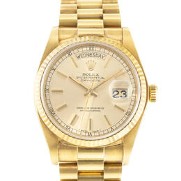 Pre-owned Rolex Day-Date 36 Automatic Chronometer Champagne Dial Mens Watch, Article No: 18038 CSP