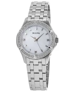 Bulova Sutton Diamond White Mother of Pearl Dial Stainless Steel Women's Watch Model 96R233