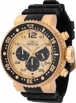 48618 Invicta Pro Diver Mens Chronograph GMT Quartz Analog Gold Dial Watch