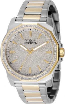 Invicta Speedway Mens Quartz Crystal Watch with Silver Dial, Gold Bracelet - Model 49126