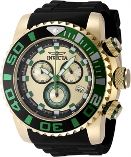 Invicta Sea Hunter Chronograph GMT W48987 Gold Dial Mens Watch