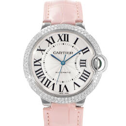 Pre-owned Cartier Ballon Bleu Automatic Diamond Silver Dial Ladies Watch WE9006Z3