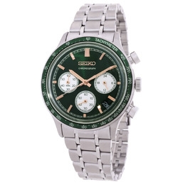 Seiko Chronograph Quartz Green Dial Mens Watch - Model: SSB481P1