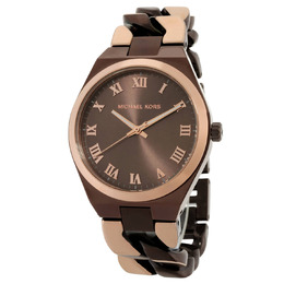 Michael Kors Lennox MK7501 - Brown Dial Ladies' Watch with Rose Gold-Tone Bracelet