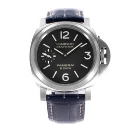 Pre-owned Panerai Luminor Marina 8 Days Hand Wind Black Dial Mens Watch pam00564