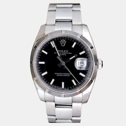 Rolex Oyster Perpetual Date 115210, Men's Automatic Stainless Steel Black Dial Watch