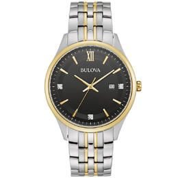 Bulova Classic Quartz Black Dial Mens Watch 98D160