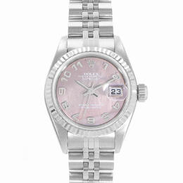 Pre-Owned Rolex Datejust 79174 - Silver Stainless Steel Case with Yellow Gold Bezel, Mother of Pearl Dial