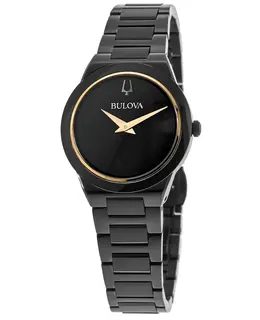 Bulova 98L314 - Millennia Black Dial Stainless Steel Women's Watch