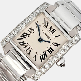 Cartier Tank Francaise WE1002S3 - Elegant Women's Watch in 18K White Gold with Luminous Silver Dial