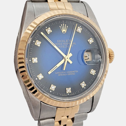 Rolex Datejust 16233-00, Automatic Blue Dial, Yellow Gold and Stainless Steel