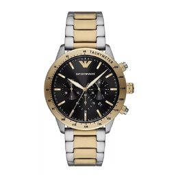 AR11521 Emporio Armani Men's Chronograph Watch with Black Dial and Gold Tone Elements
