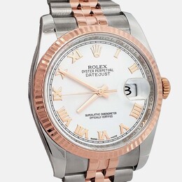 Rolex Datejust Ref. 120437-0005: Elegant Stainless Steel and 18K Rose Gold Watch with White Dial