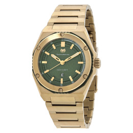 Technomarine Coral Quartz Ladies Watch tm-416044 - Olive Dial, Two-tone Case and Gold Bracelet