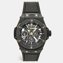 Hublot Black Skeleton Ceramic Rubber Big Bang Meca-10 Black Magic 414.C1.1123.RX Men's Wristwatch 45 mm 1201553