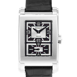 Pre-owned Rolex Cellini Prince Hand Wind Black Dial Mens Watch 5443