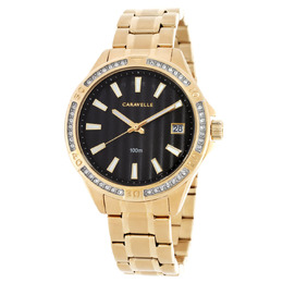 Bulova Aqualuxx Ladies Watch 44M116 - Gold-tone Stainless Steel, Black Dial, Quartz Movement