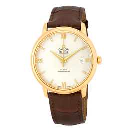Omega De Ville Co-Axial 39.5mm Automatic Silver Dial Brown Leather Mens Watch 42453402052001 424.53.40.20.52.001