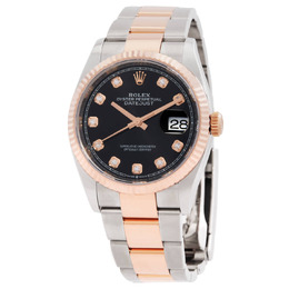 Rolex Datejust 36 Black Diamond Dial Ladies Steel and 18kt Everose Gold Oyster Watch 126231bkdo