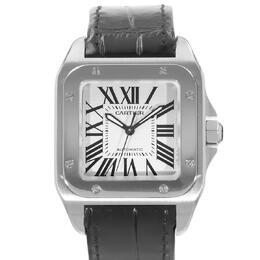 Pre-owned Cartier Santos 100 Automatic Silver Dial Mens Watch W20106X8