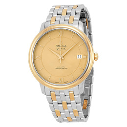 Omega De Ville Prestige Steel 18kt Yellow Gold Champagne Dial Unisex Watch, Ref. No. 42420372008001
