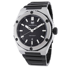 Technomarine tm-416089 Coral Quartz Black Dial Mens Watch Two-tone Steel Case
