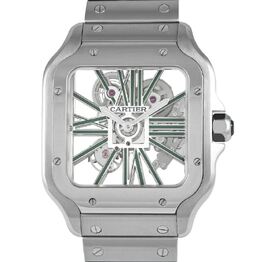 Pre-owned Cartier Santos Men's Watch, Green Dial Hand Wind Analog with Caliber 9611 MC Movement