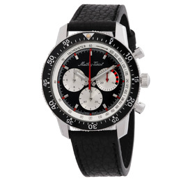Mathey-Tissot H1968NS Mens Chronograph Automatic Watch 316L Stainless Steel Case Black Dial