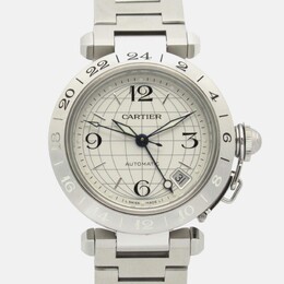 Cartier Pasha C GMT Meridian W31078M7 Automatic Stainless Steel Men's Watch 35mm