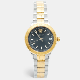 Versace Hellenium V12 Two-Tone Stainless Steel Black Dial Women's Watch 35mm, Article: 1203720