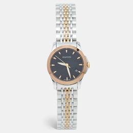 Gucci Black Two Tone Stainless Steel G-Timeless YA126512 Women's Wristwatch