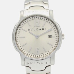 1203380 Bulgari Solotempo ST35S Men's Quartz Stainless Steel Watch Silver Face 35.5mm