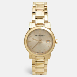 Burberry Champagne Dial Gold Plated Stainless Steel The City Bu9134 Women's Wristwatch 34 mm 1202631