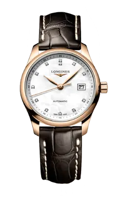 Часы Longines Master collection с розовым золотом, бриллиантами и перламутром 29 мм l2.257.8.87.3