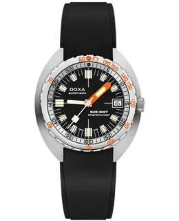 Doxa Sub 200T Sharkhunter Automatic Black Dial Rubber Strap Men's Watch 804.10.101.20