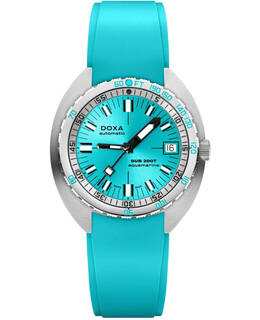 Doxa Sub 200T Aquamarine Automatic Turquoise Dial Rubber Strap Men's Watch 804.10.241s.25