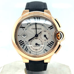 Pre-owned Cartier Ballon Bleu De Cartier Chronograph Silver Guilloche Dial Mens Watch w6920009